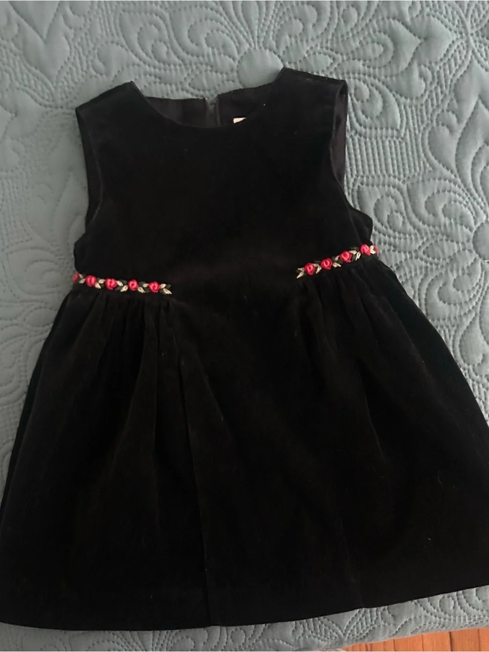 Gymboree Black Velvet Girls' Formal Dress with Red Rose Trim